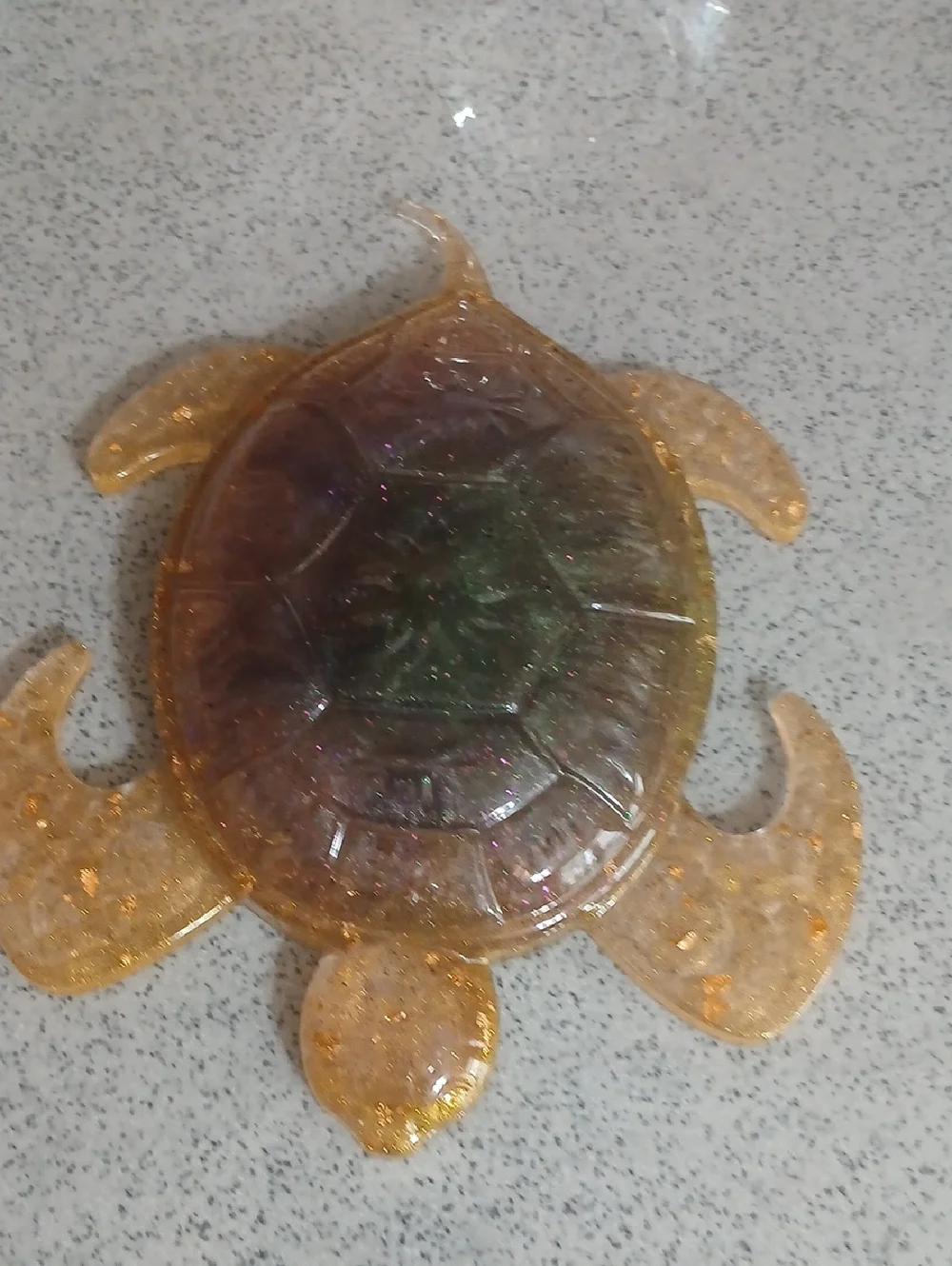 Amber Glitter Turtle Reptile Decoration - Unbranded